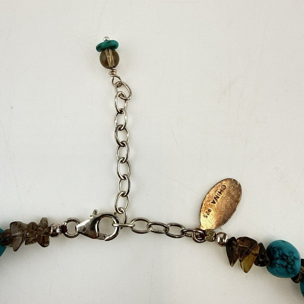 Deb Guyot Necklace Turquoise Blue Quartz Sterling Silver 925 HSN Beaded Matrix - Picture 8 of 11